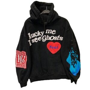 Lucky Me I See Ghosts Hoodie Mens Size XL Black Fleece Kanye West Sweatshirt